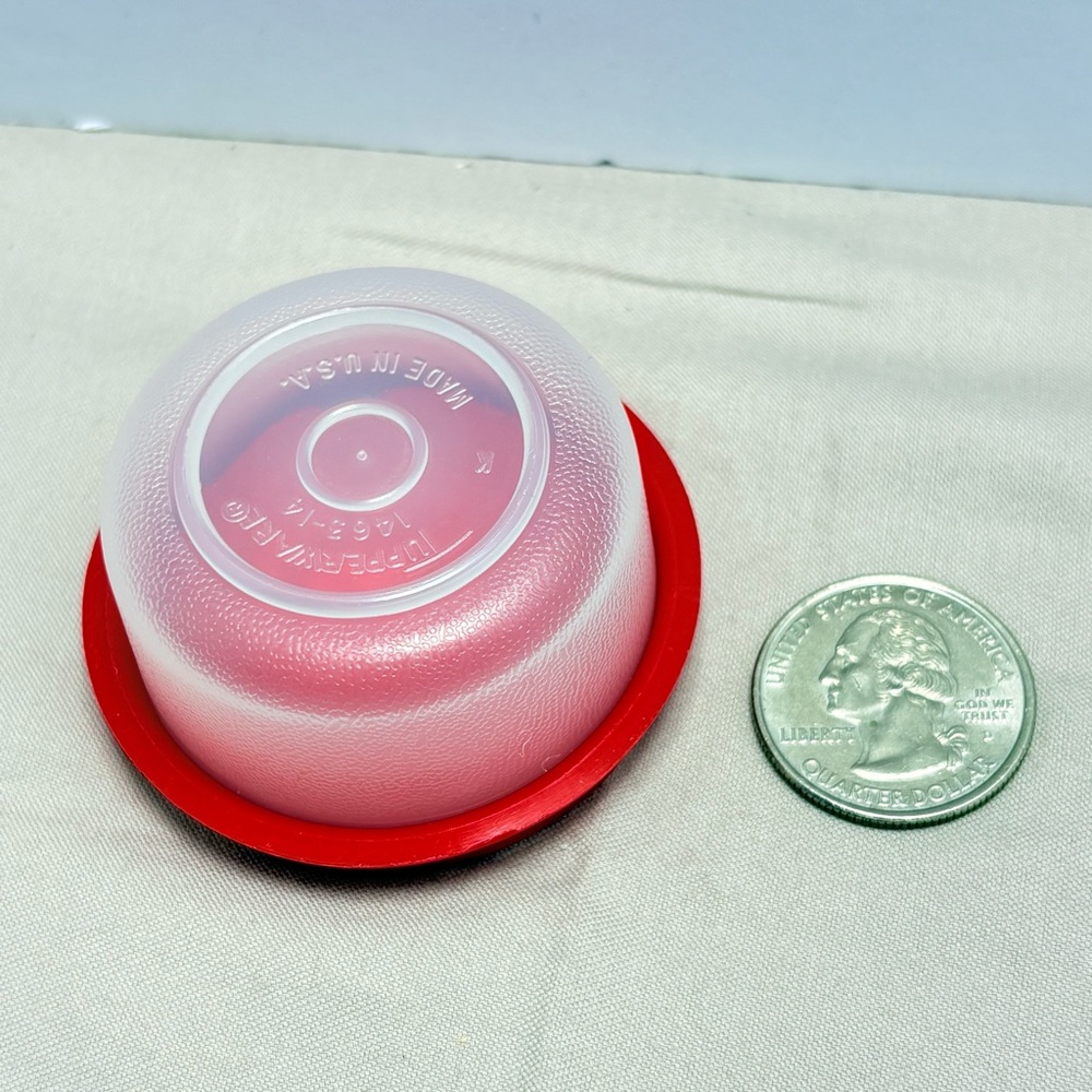 Tupperware Red lid clear bottom. Midget. Very useful for all types of storage. - Picture 2 of 3